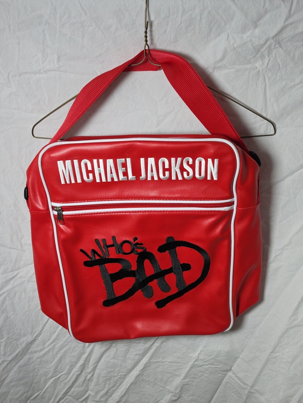 Red "Who's Bad" Messenger Bag